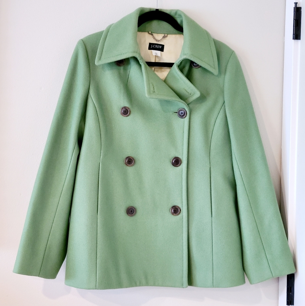 J.Crew Green Wool Pea Coat Women's L